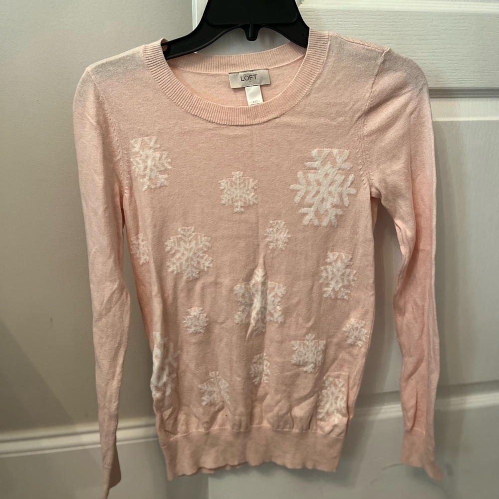 Loft pink snowflake sweater